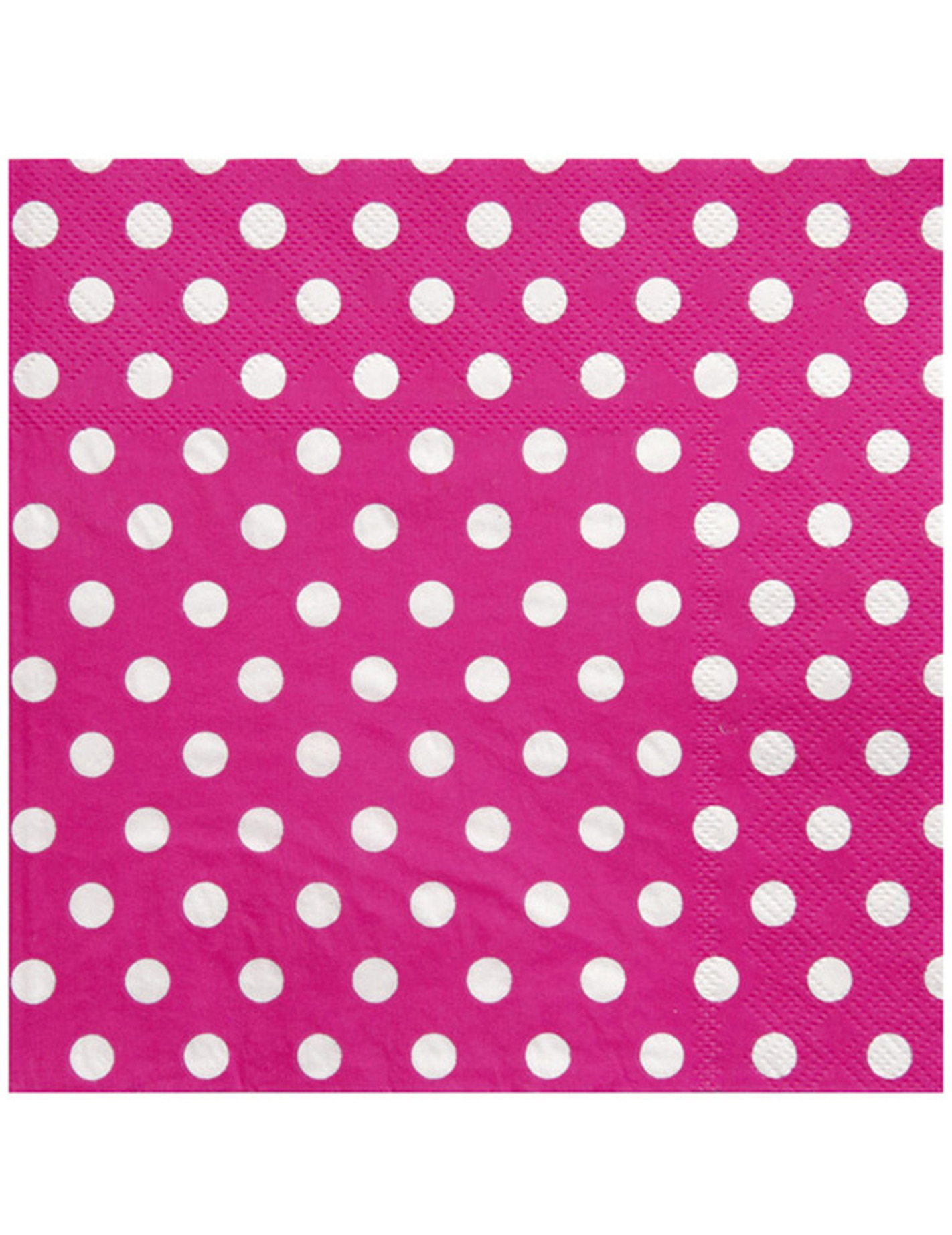 20 Serviettes en papier Fuchsia pois blancs 33 x 33 cm