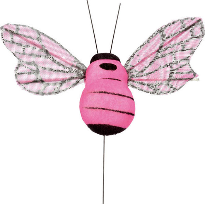 6 abeilles sur tige fuchsia