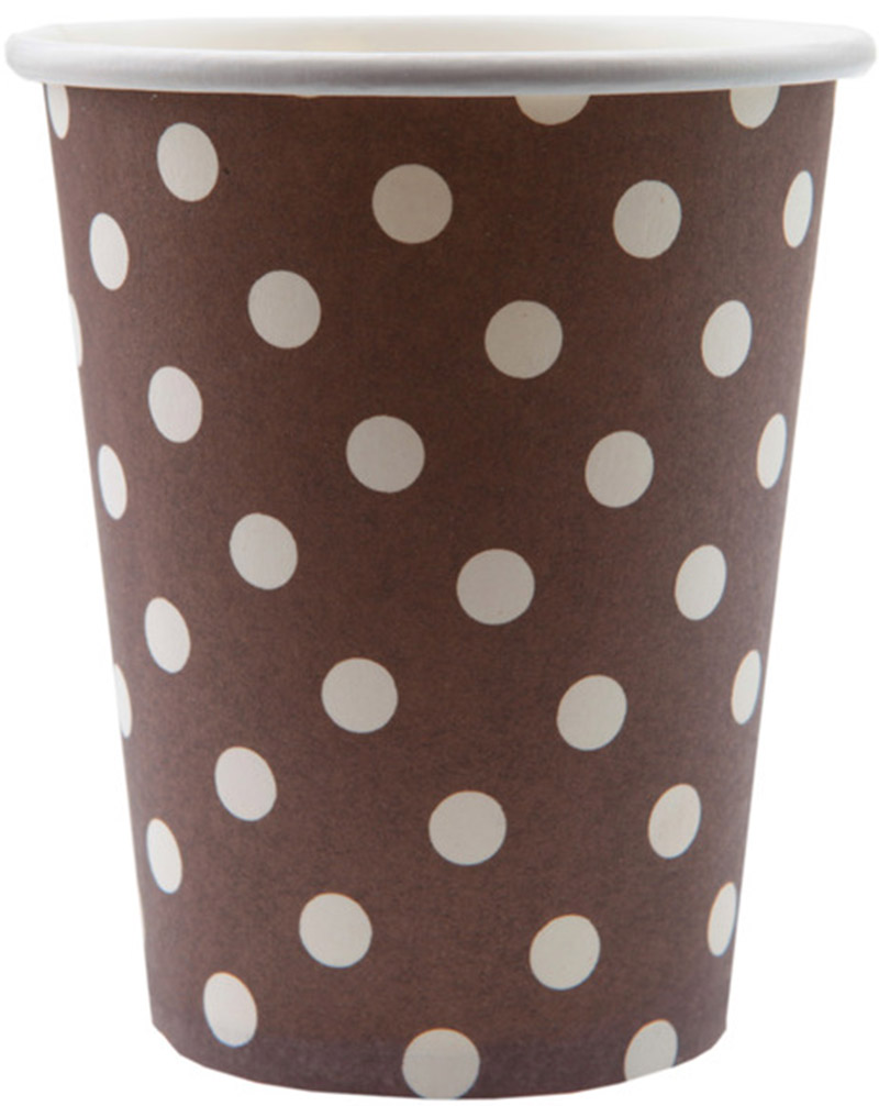 10 Gobelets chocolat à pois blancs