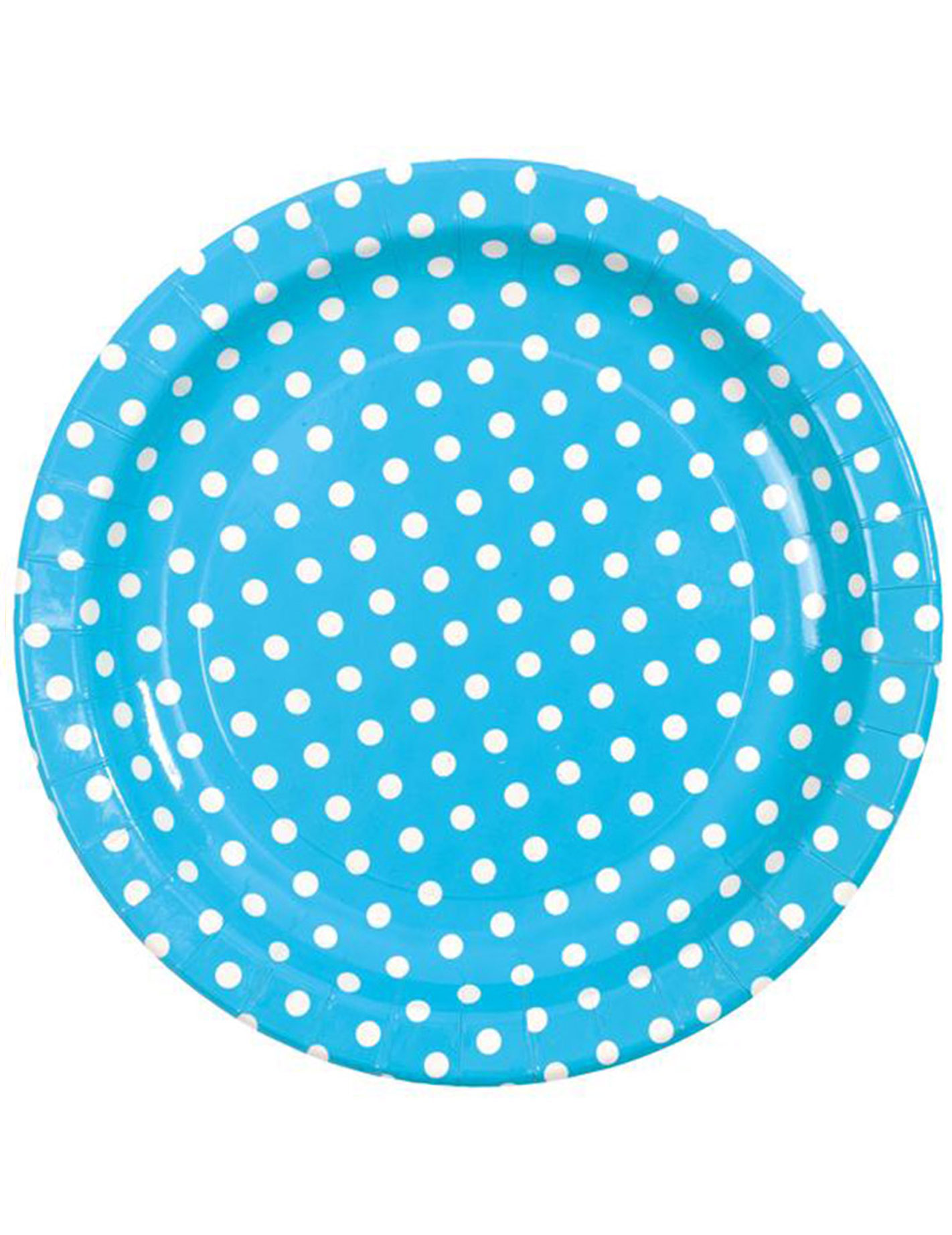 10 Assiettes turquoise à pois blancs en carton 23 cm