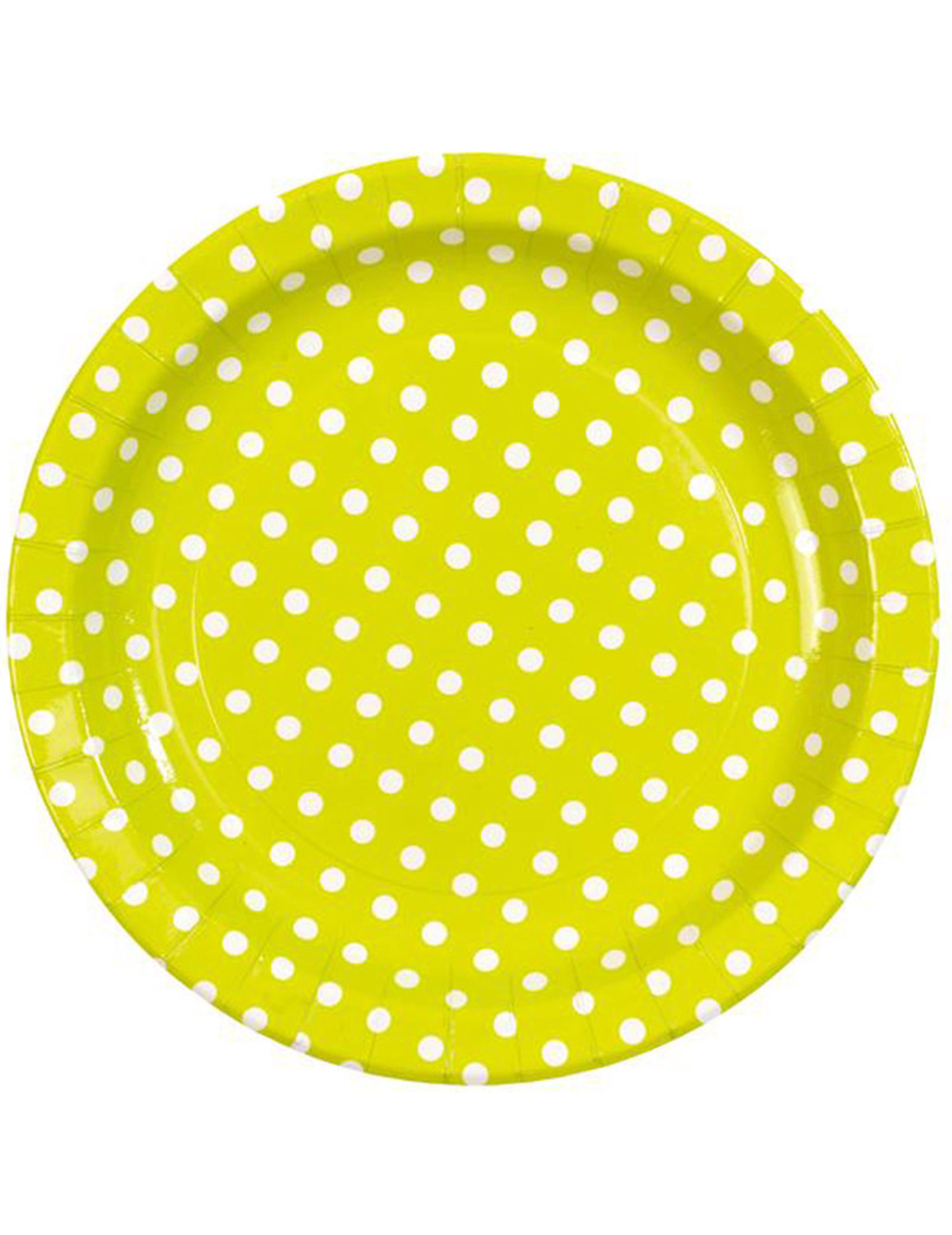 10 Assiettes vertes à pois blancs en carton 23 cm