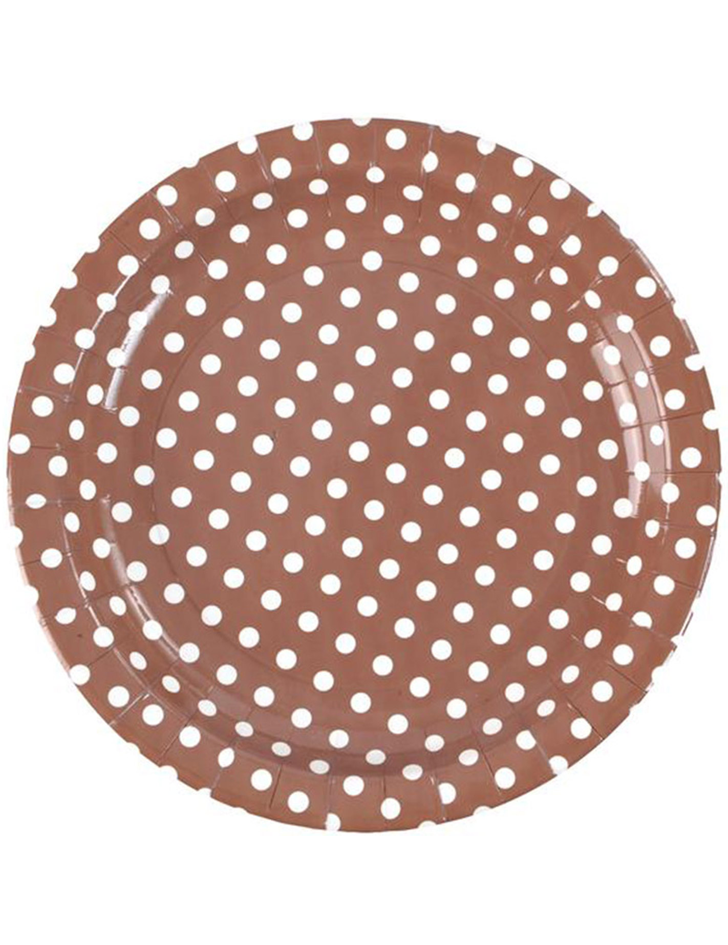 10 Assiettes chocolat à pois blancs en carton 23 cm