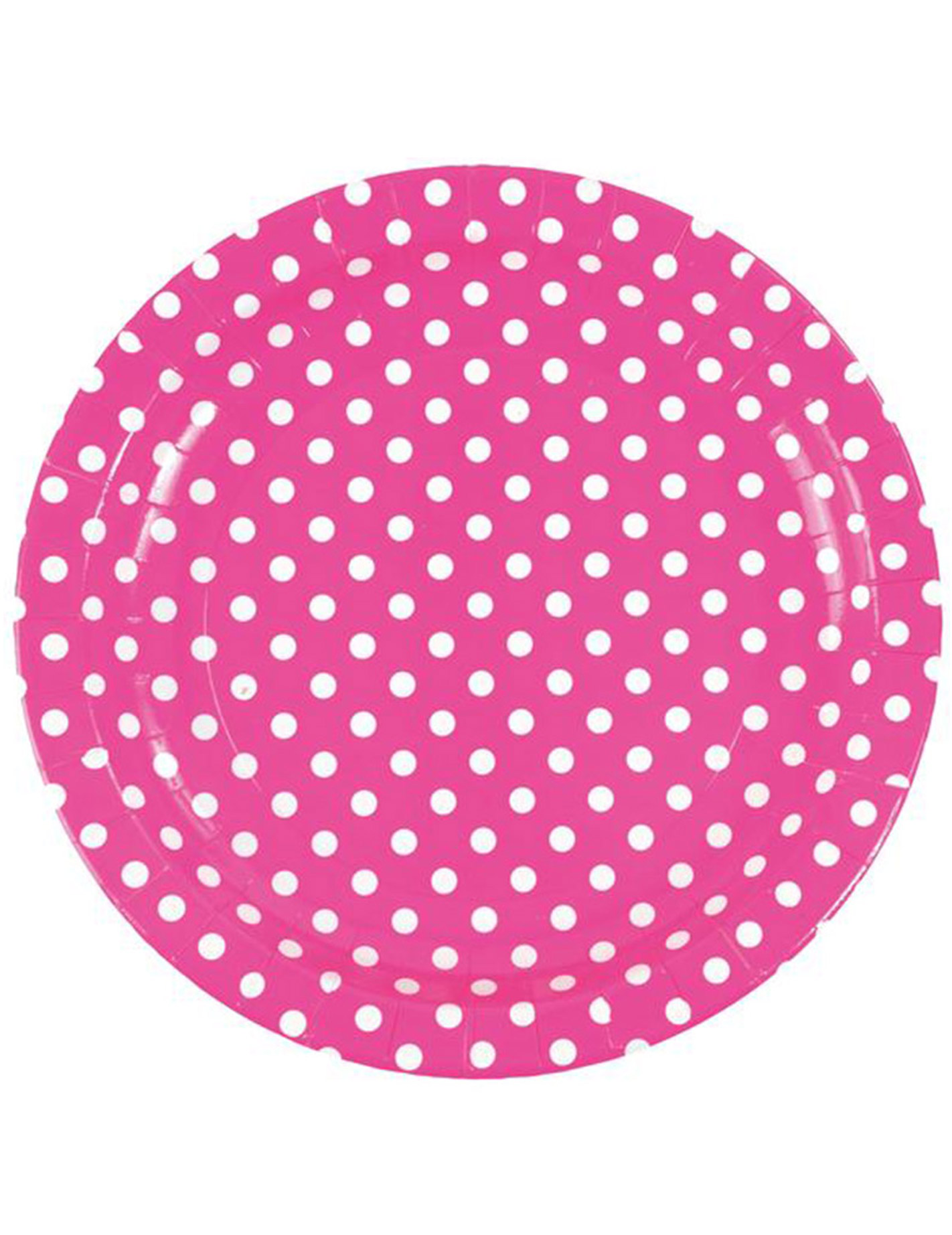 10 Assiettes fuchsia à pois blancs en carton 23 cm