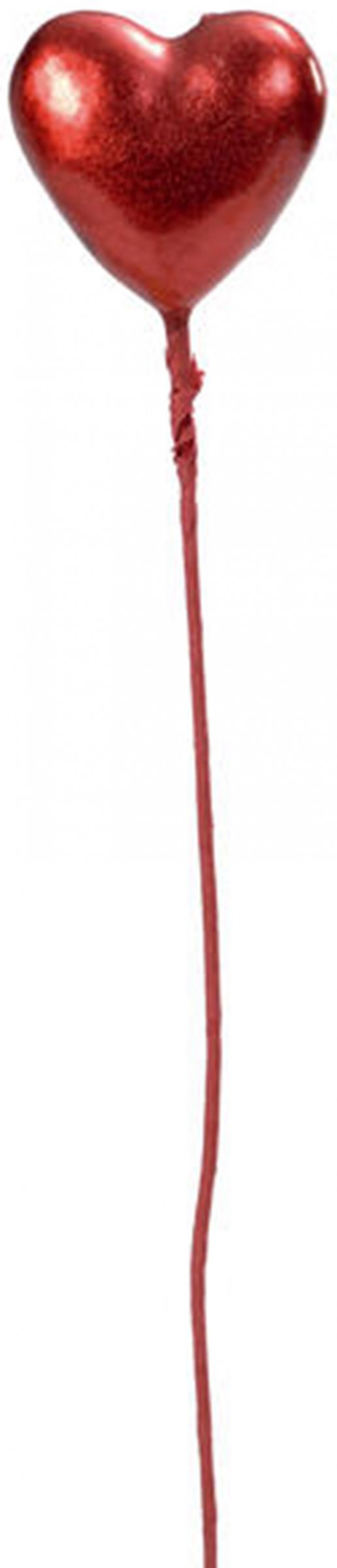 2 coeurs brillants sur tige rouges