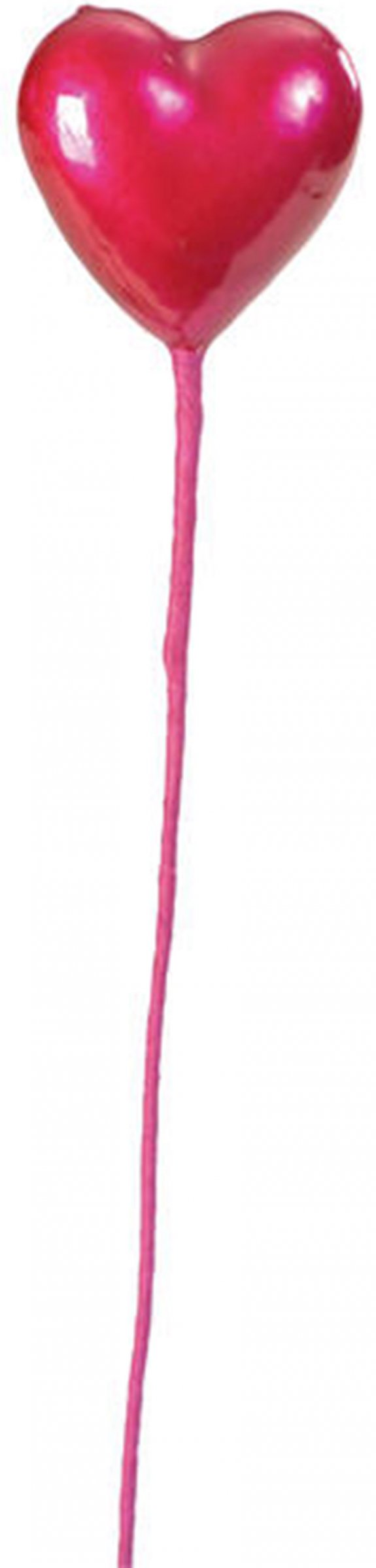 2 coeurs brillants sur tige fuchsia