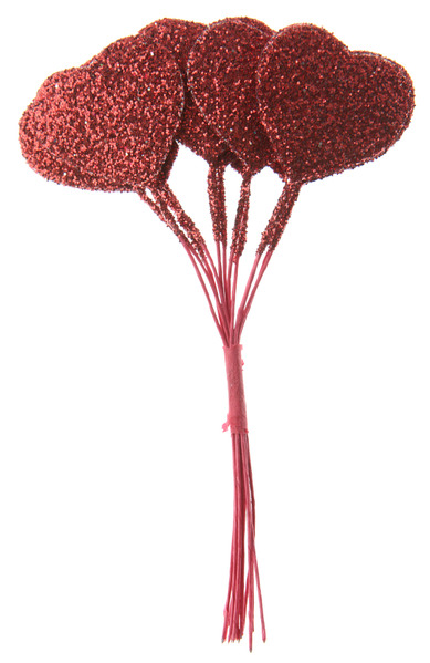 Bouquet de 12 coeurs rouges paillettés