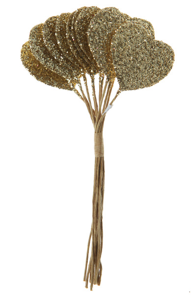 Bouquet de 12 coeurs dorés