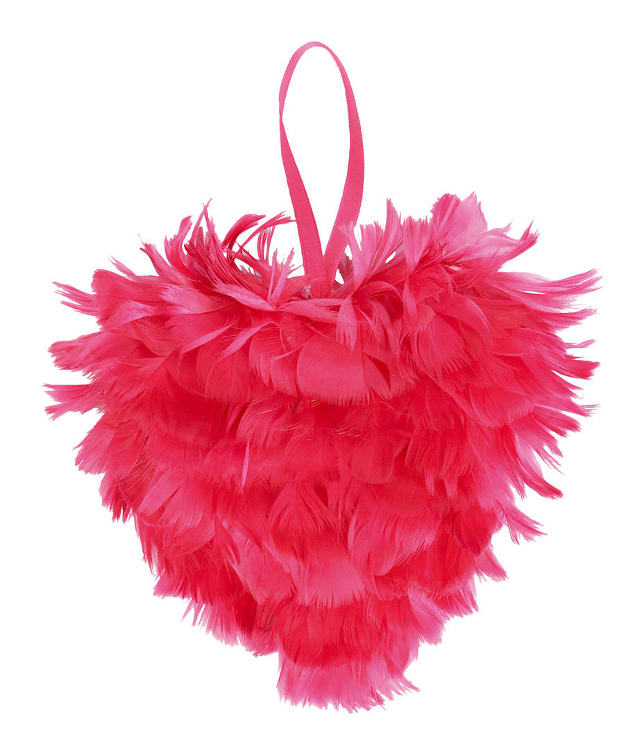 Coeur en plumes fuchsia