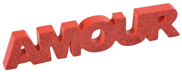 Mot en bois amour rouge pailleté 2,5 x 12 cm