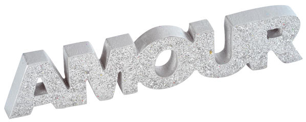 Mot en bois amour argenté pailleté 2,5 x 12 cm