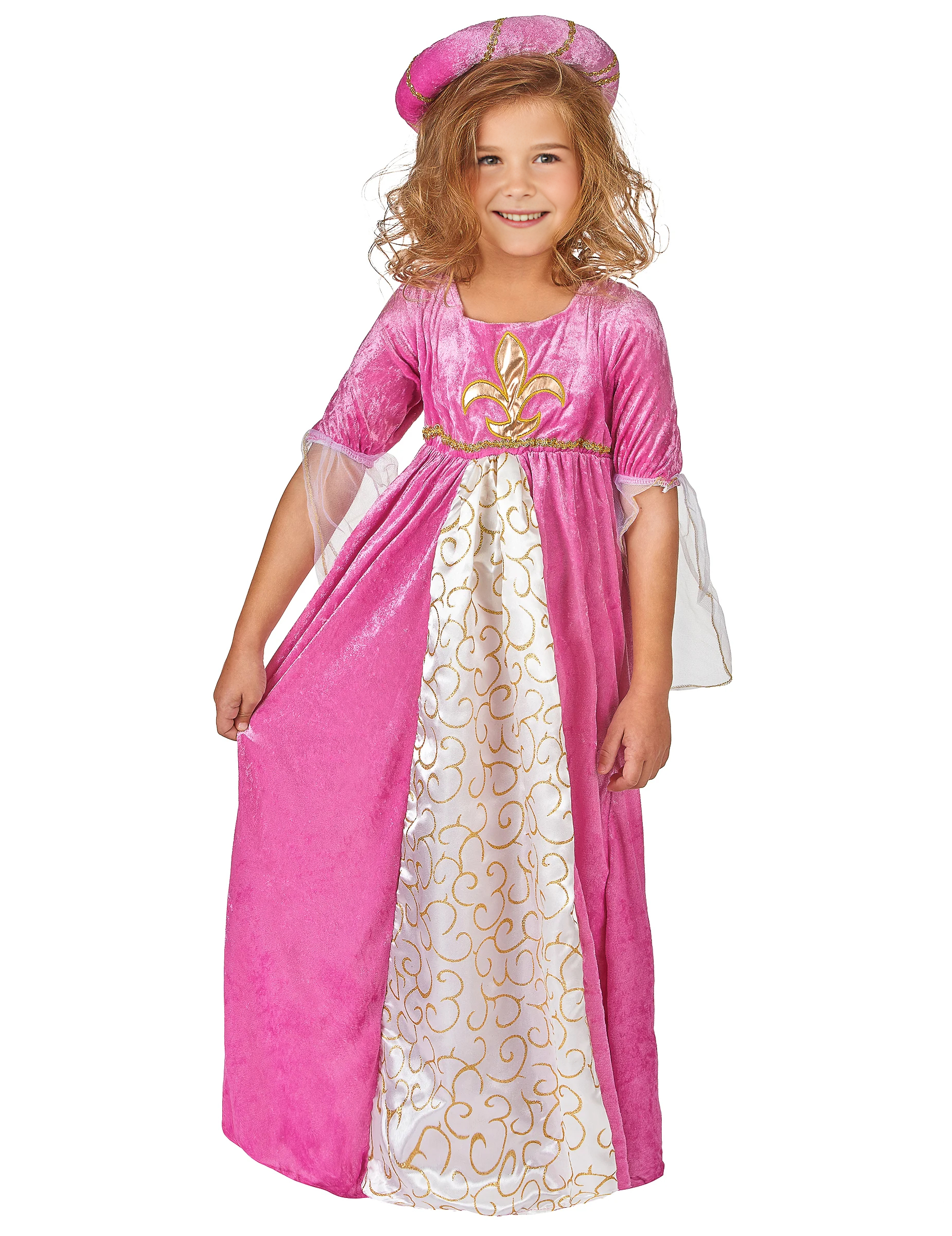 Déguisement princesse médiévale rose et or fille