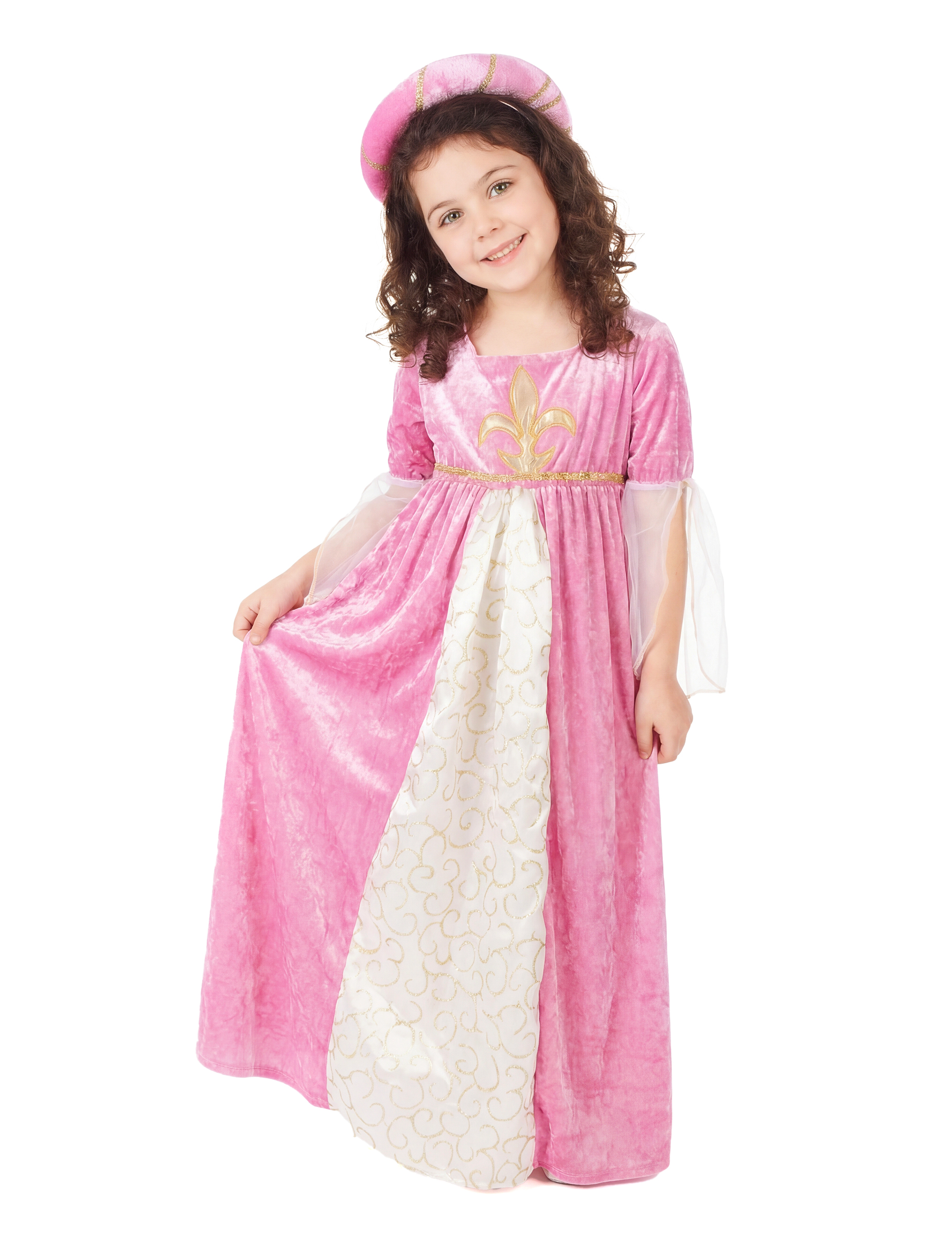 Déguisement princesse médiévale rose et or fille