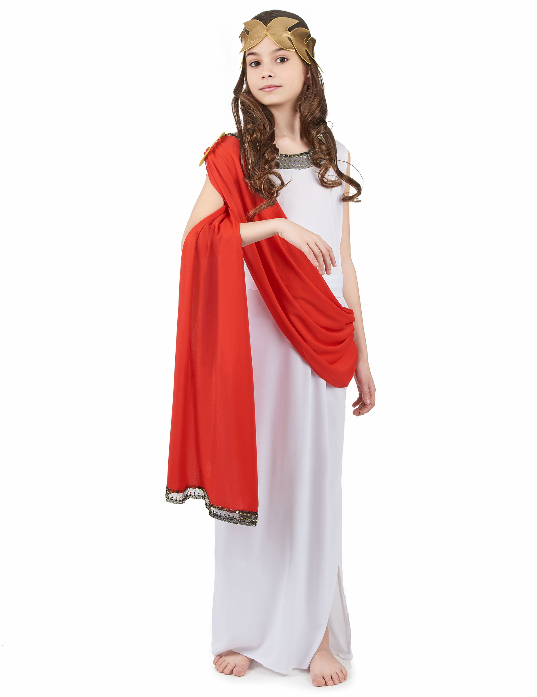 Déguisement déesse romaine à drapé rouge fille