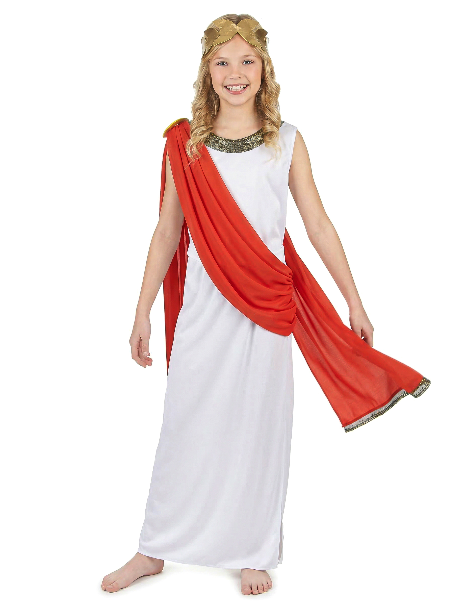 Déguisement déesse romaine à drapé rouge fille