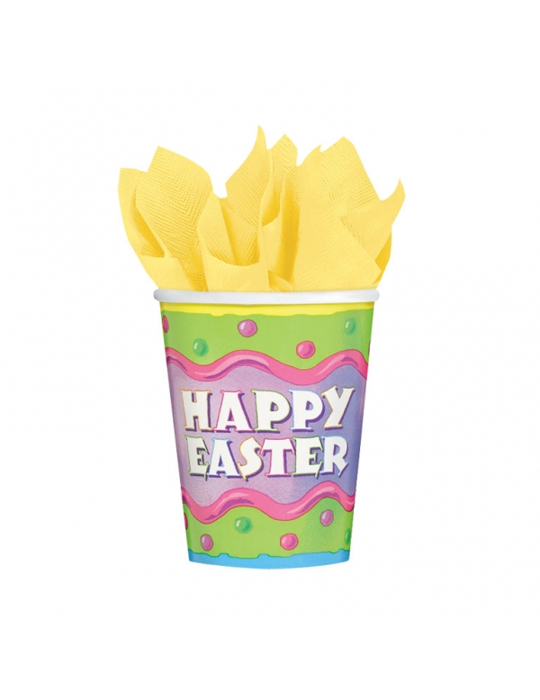 8 Gobelets carton Happy Easter Pâques