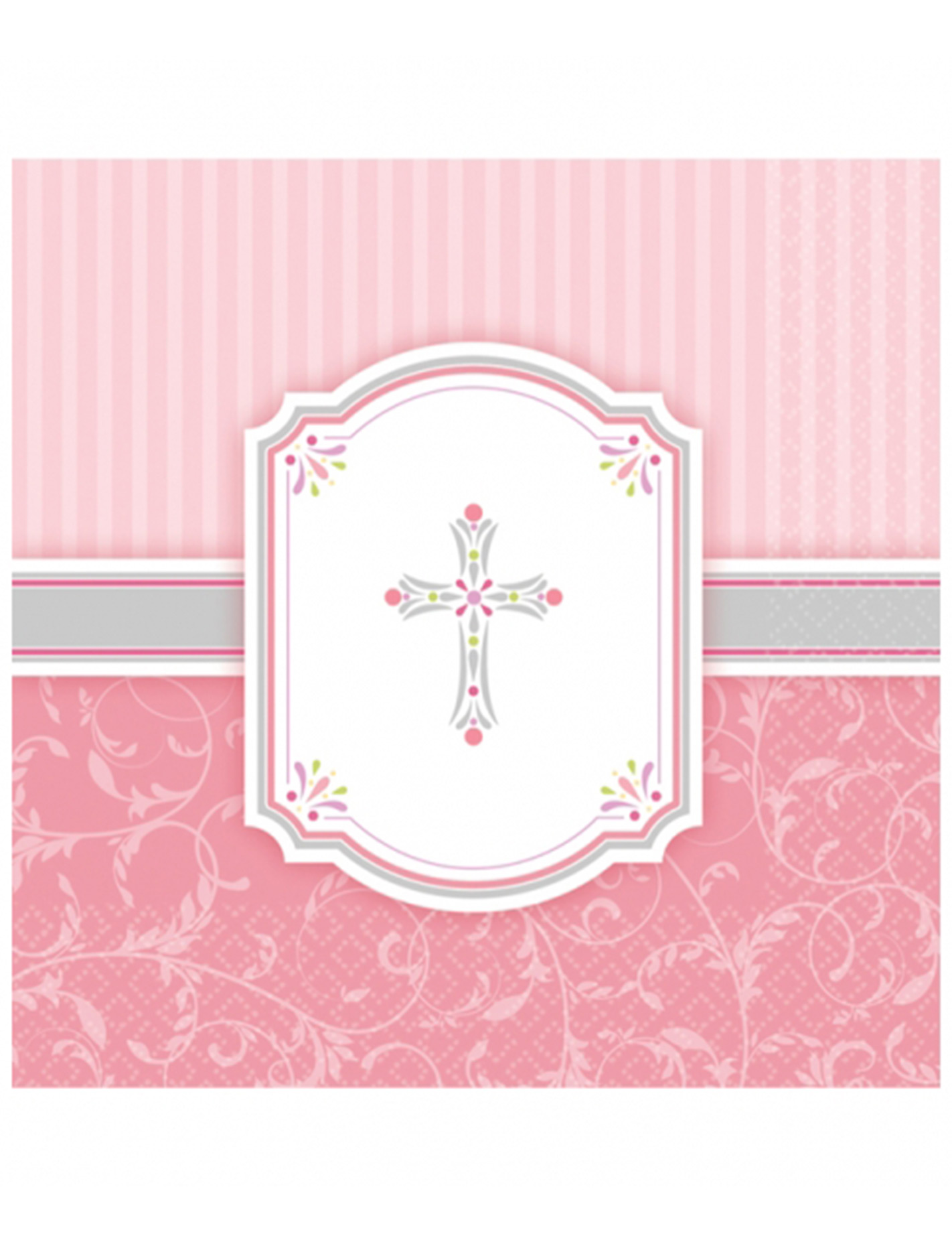 16 Serviettes en papier Communion rose 33 x 33 cm