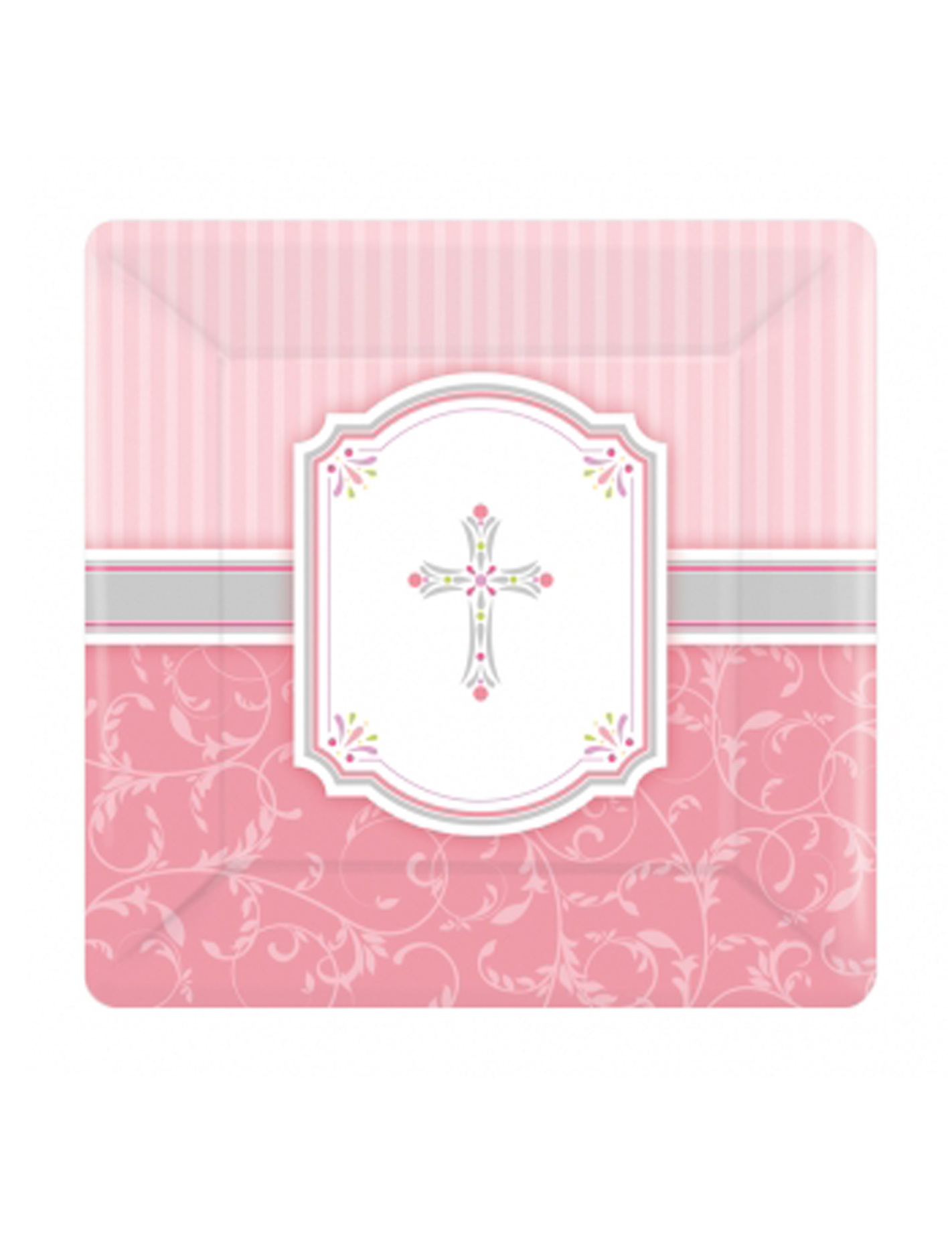 8 Petites assiettes en carton Communion fille 17 cm