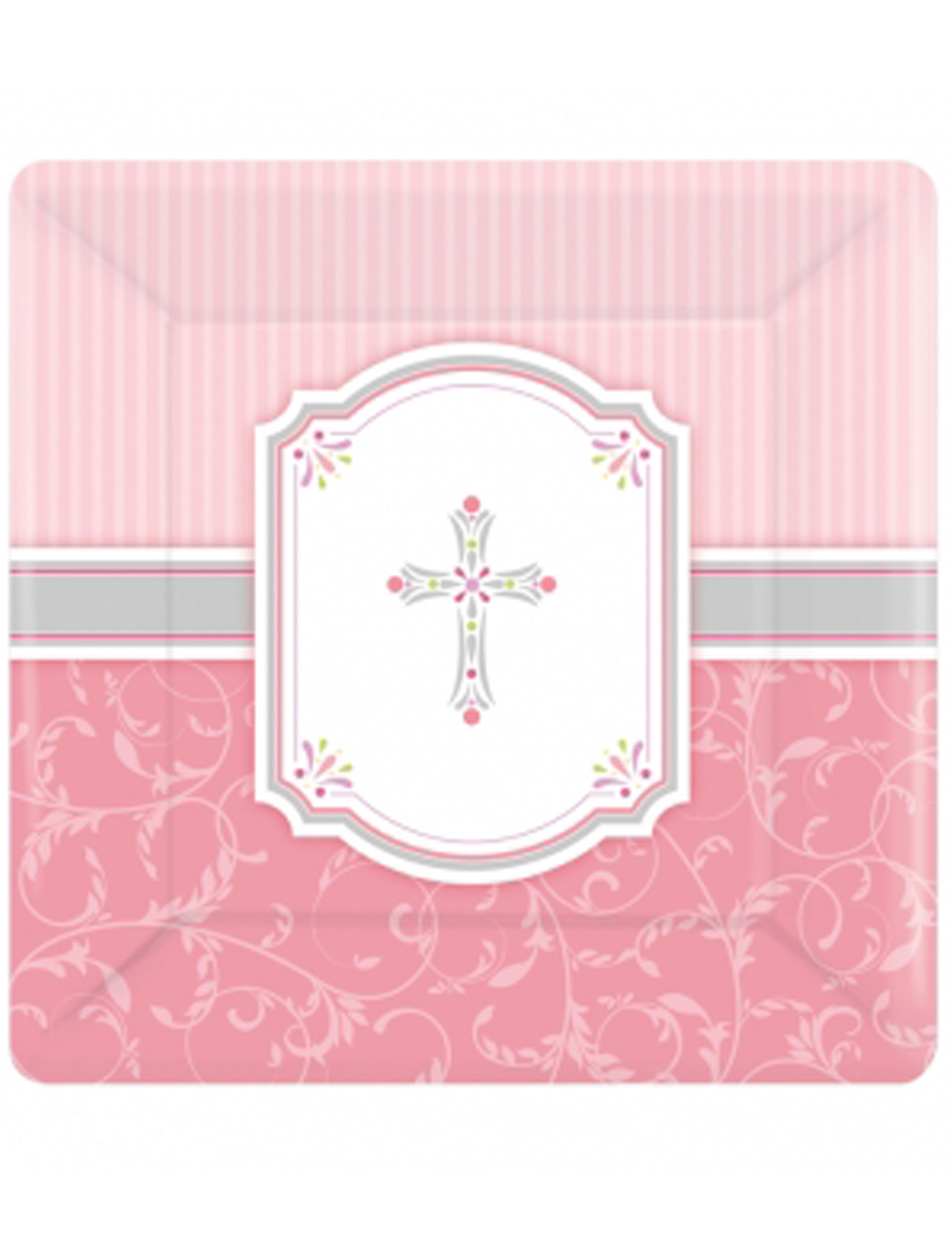 8 Assiettes en carton Communion fille 25 cm