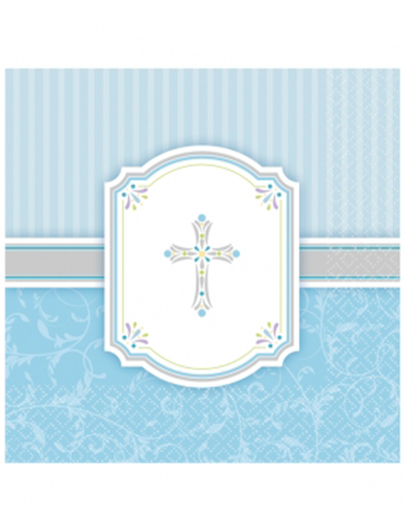 16 Serviettes en papier Communion bleu 33 x 33 cm