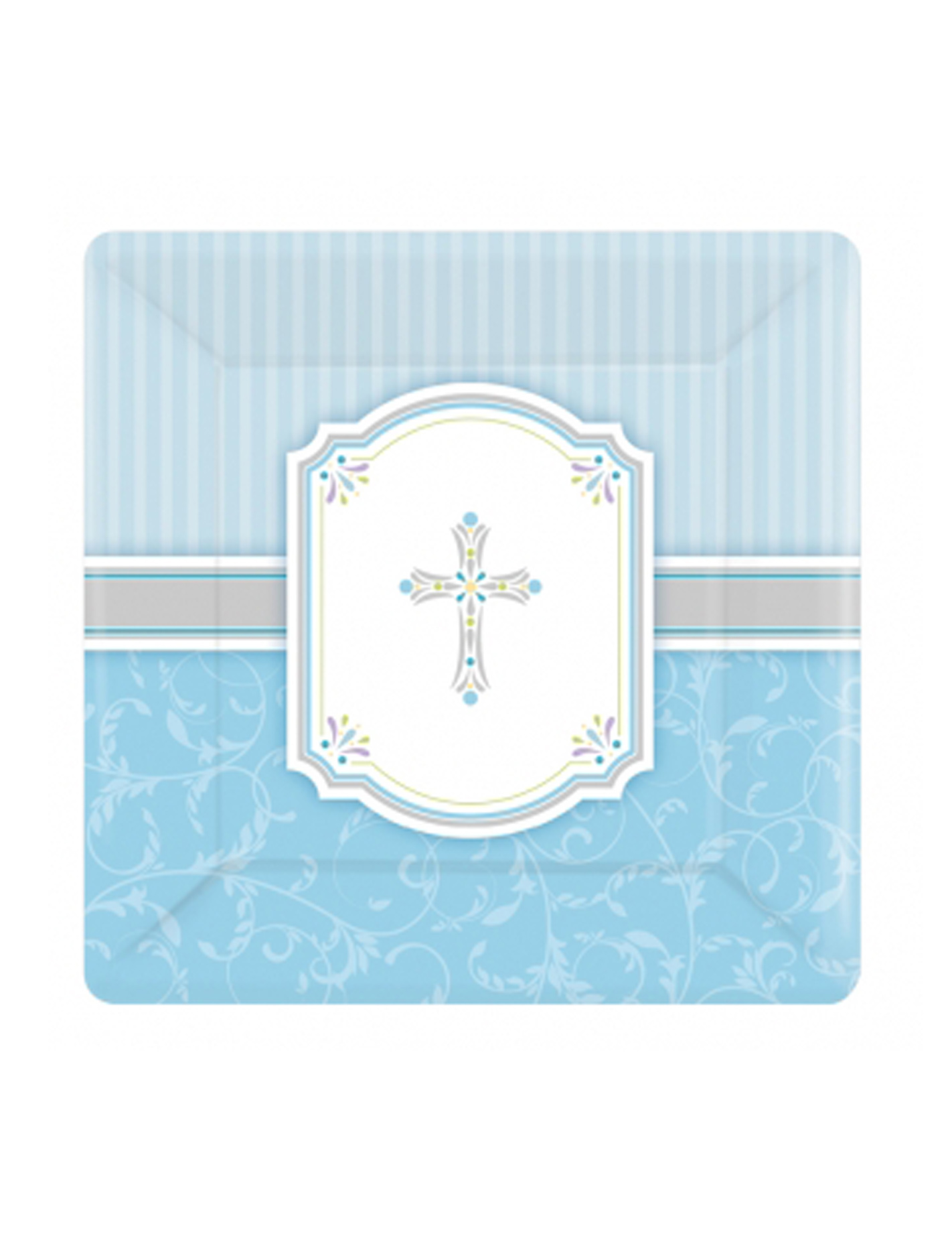 8 Petites assiettes en carton Communion garçon 17 cm