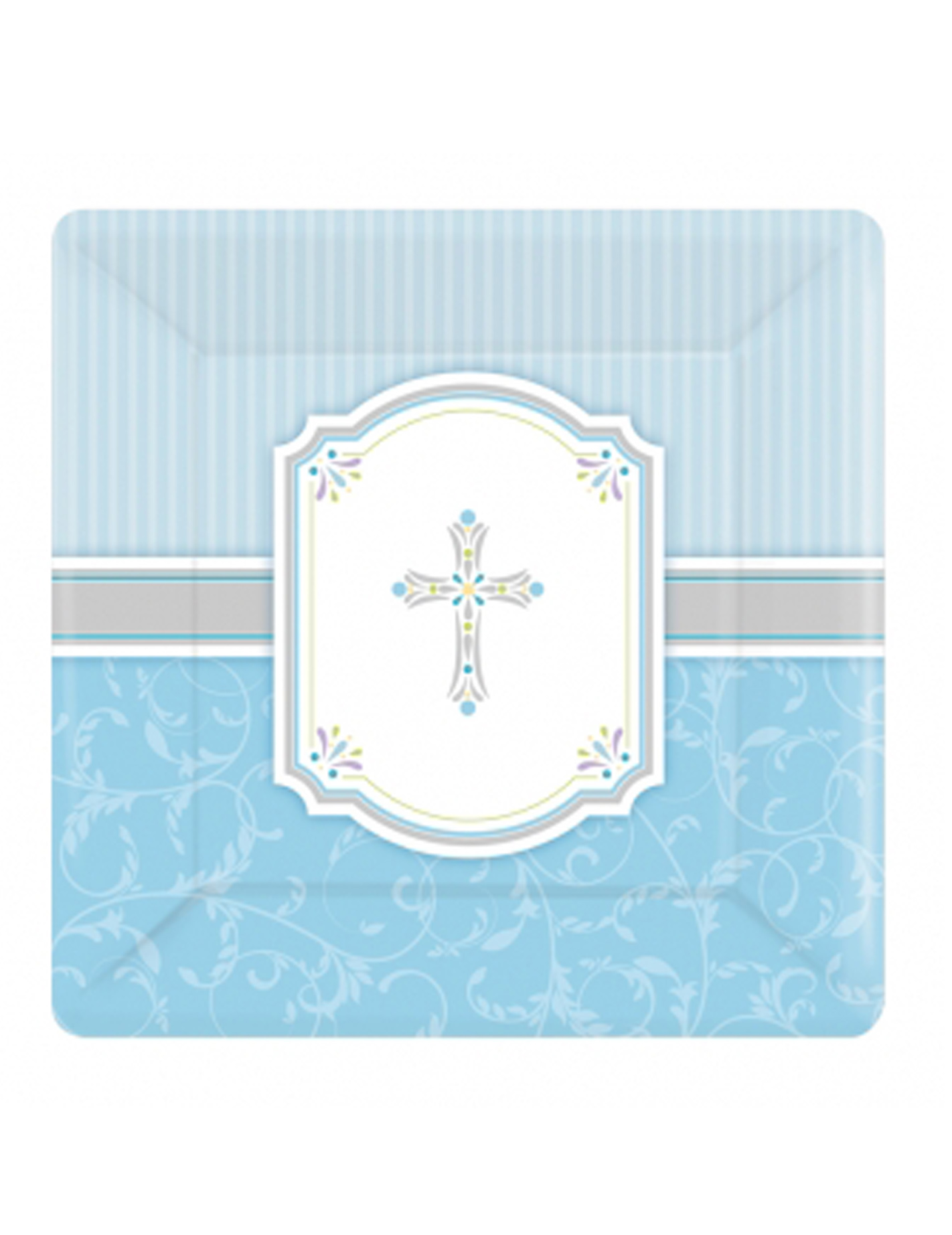 8 Assiettes en carton Communion garçon 25 cm