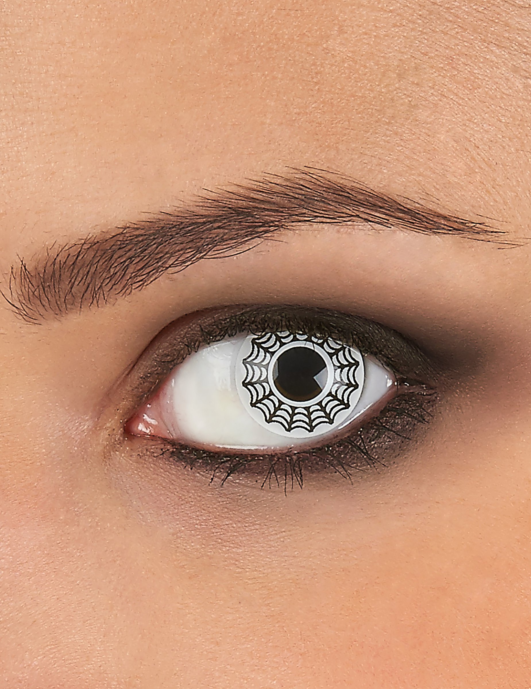 Lentilles fantaisie toile d'araignée noire et blanche 3 mois adulte