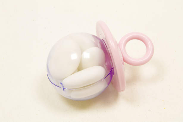 4 Contenants en plastique tétine rose 7 x 4,5 cm