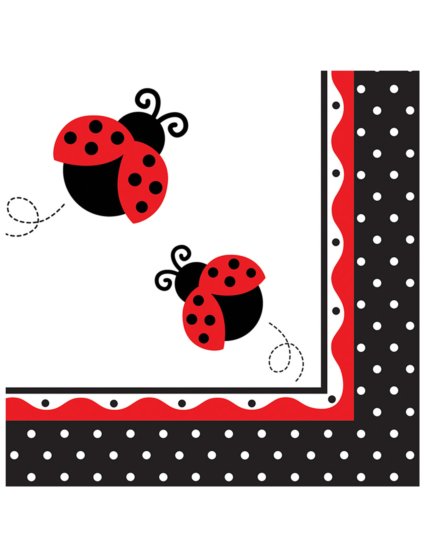16 Serviettes en papier Coccinelles 33 x 33 cm