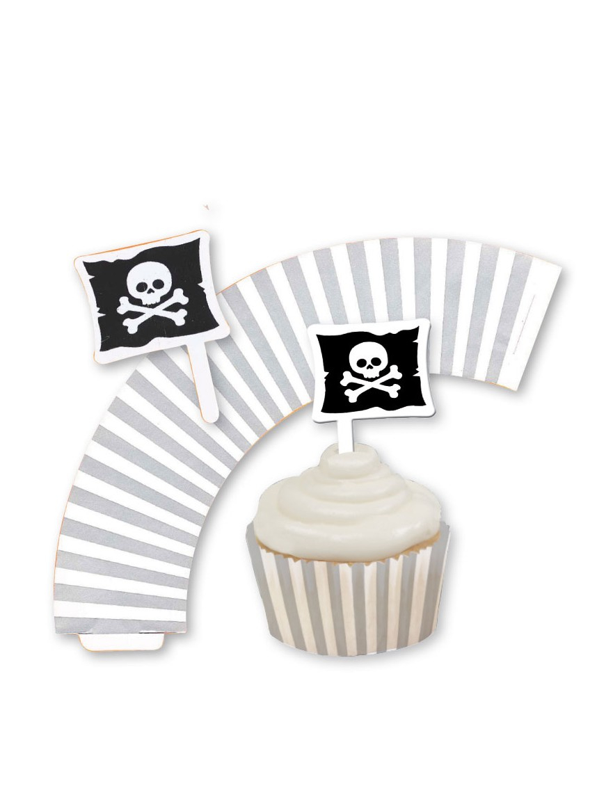 12 moules cupcake papier Pirate Party
