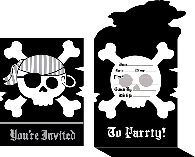 8 invitations carton Pirate Party