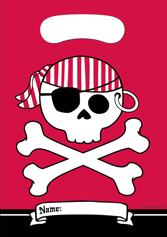 8 sachets plastique rouge Pirate Party