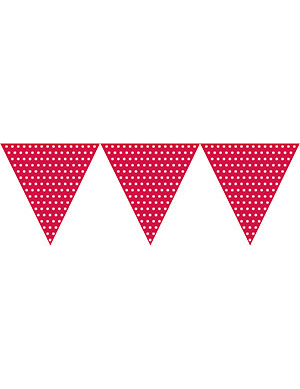 Guirlande fanions en papier rouge à pois blancs 2.7 m