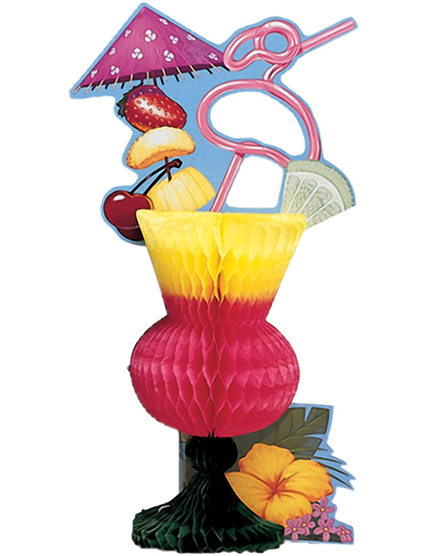 Centre de table en papier alvéolé Hawaï 33 cm
