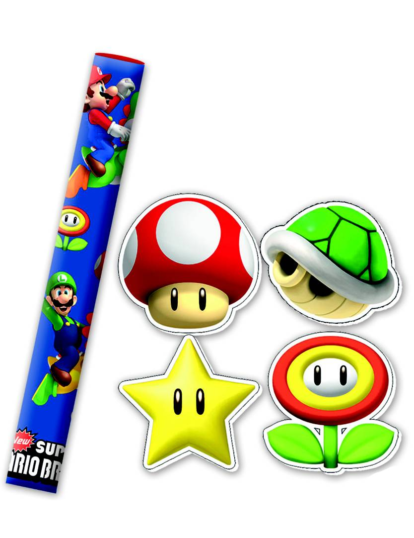 4 crayons + gommes Mario Bros