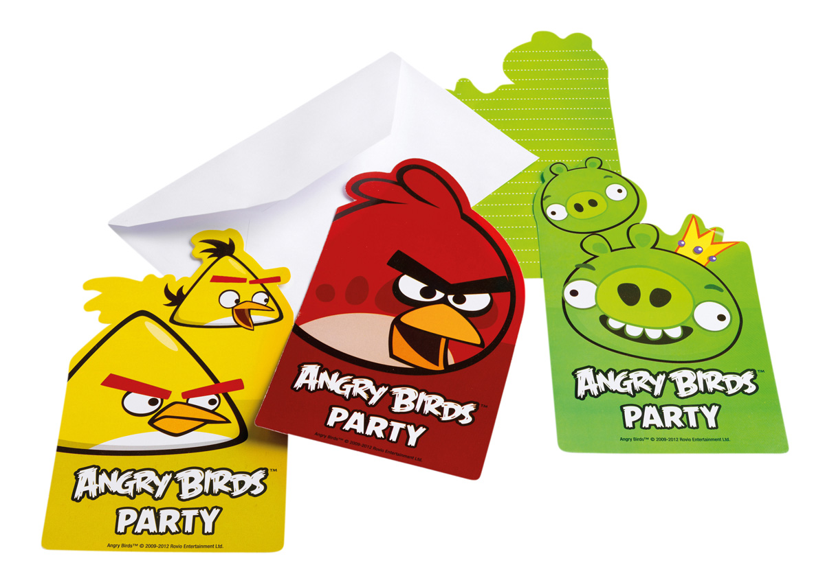 6 invitations carton Angry Birds
