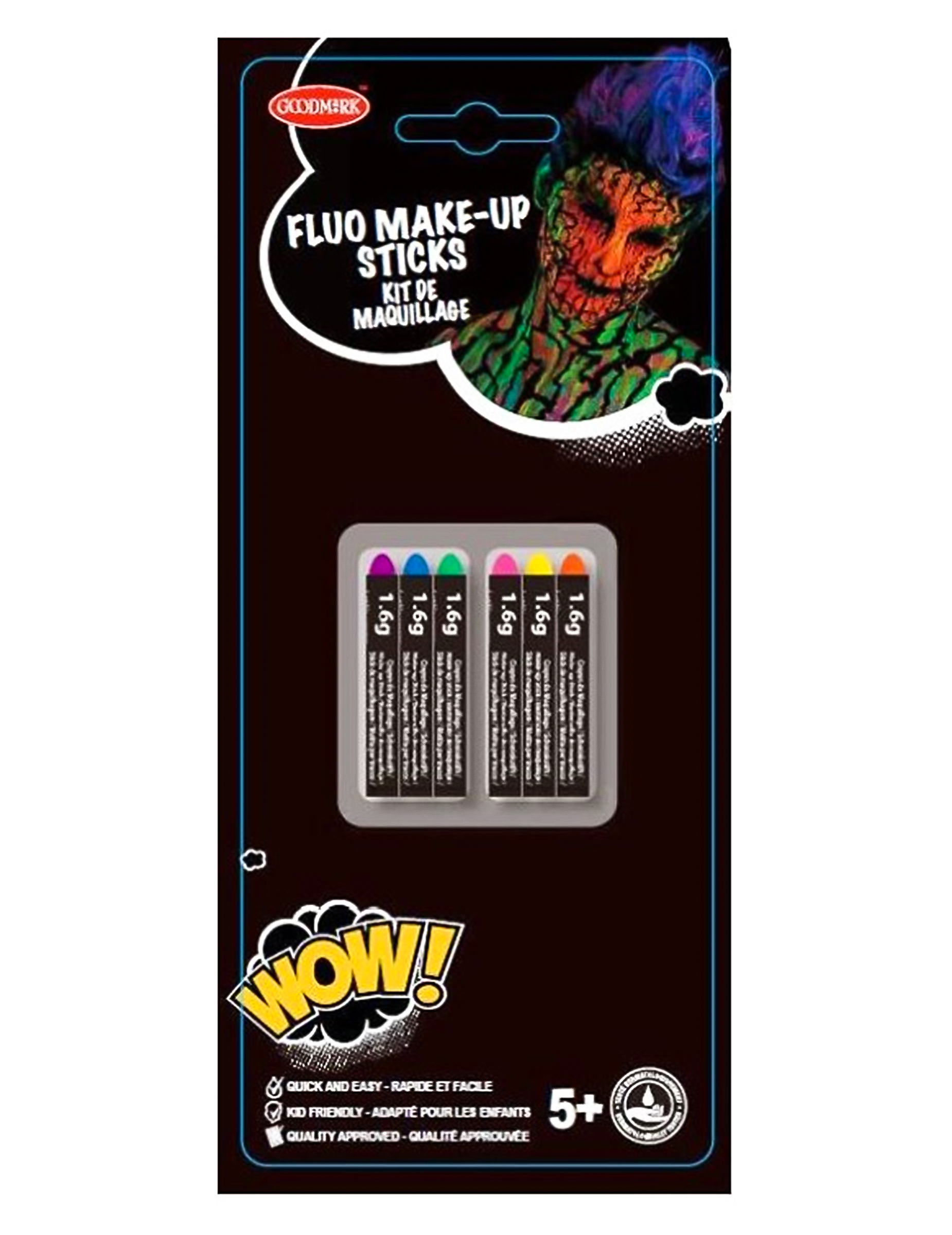 6 Crayons gras fluo UV