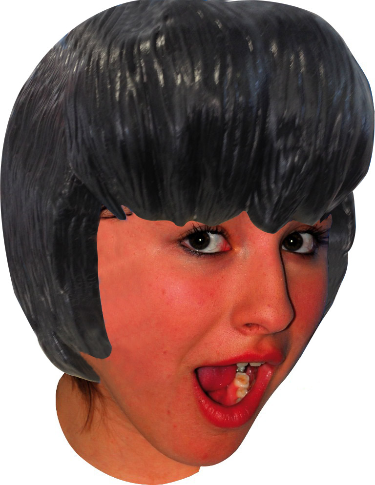 Perruque latex manga carré avec frange adulte couleur noire