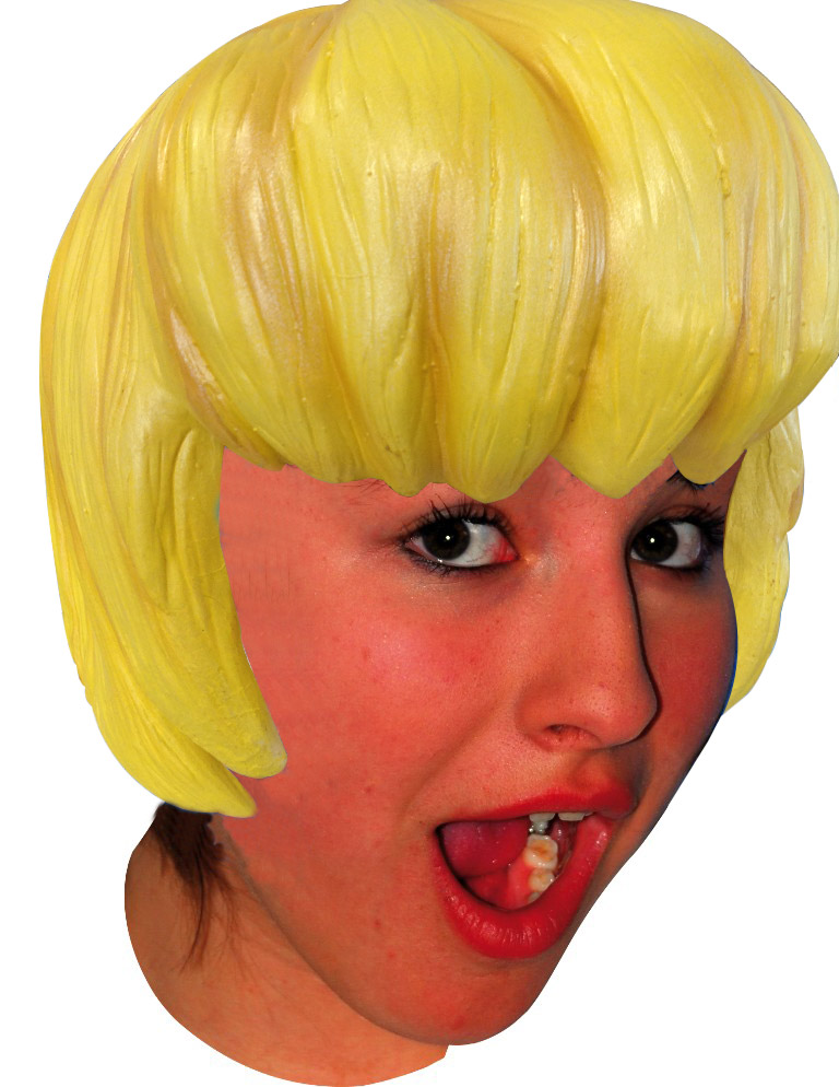 Perruque latex manga carré avec frange adulte couleur jaune