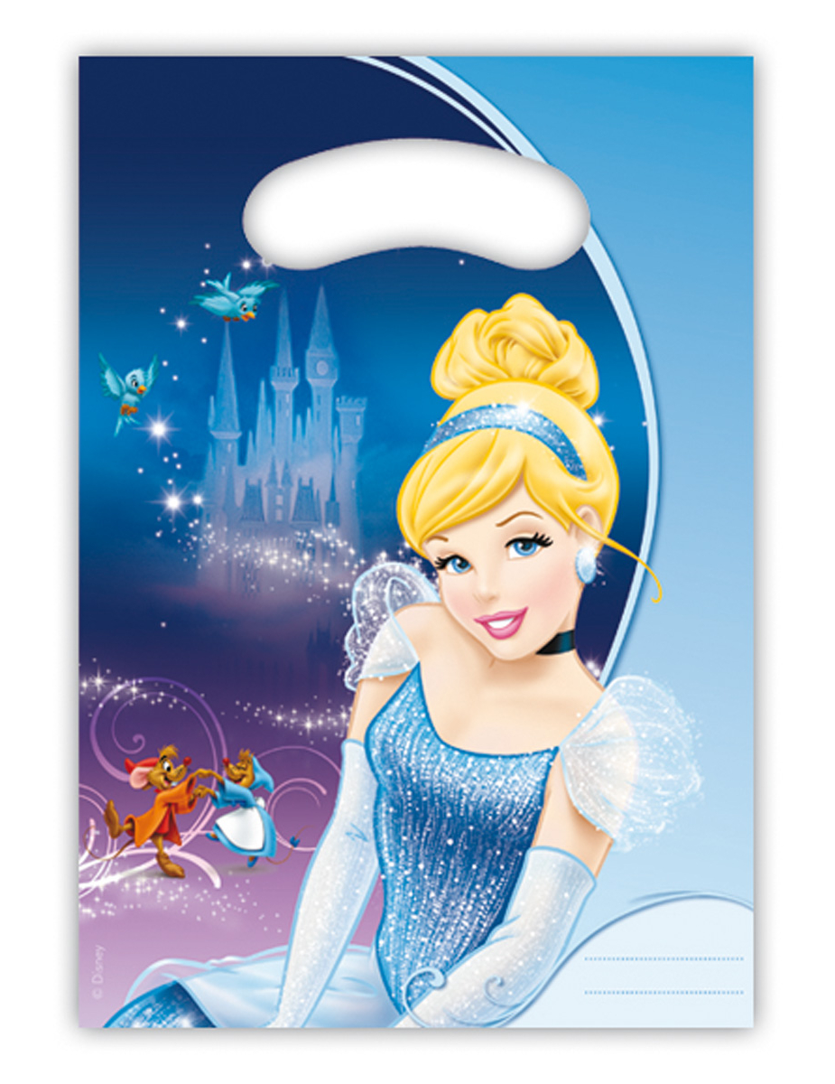 6 sacs de fête plastique Cendrillon