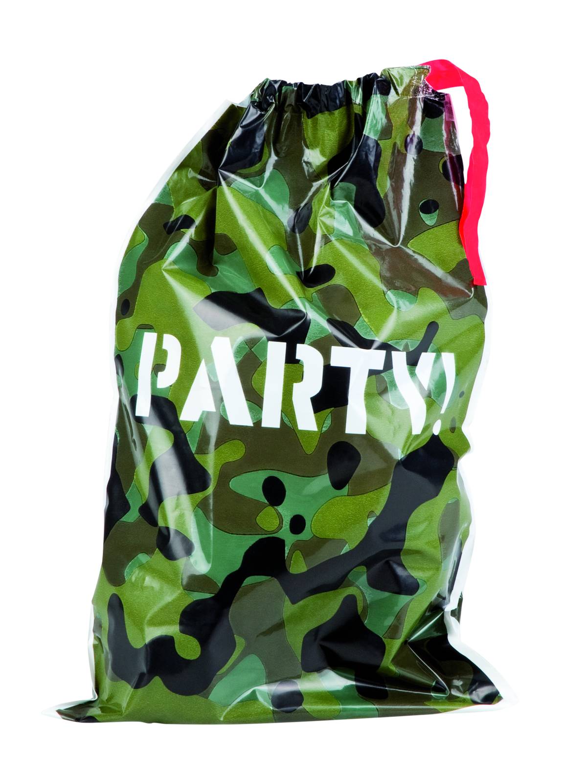 6 sacs de fête plastique Camouflage