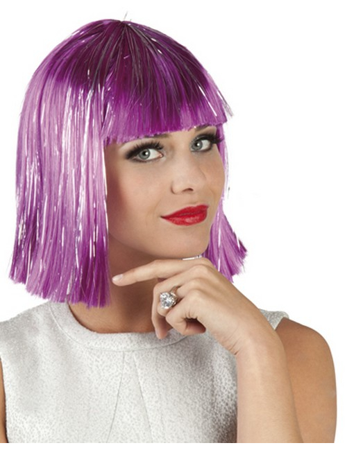 Perruque courte violette femme