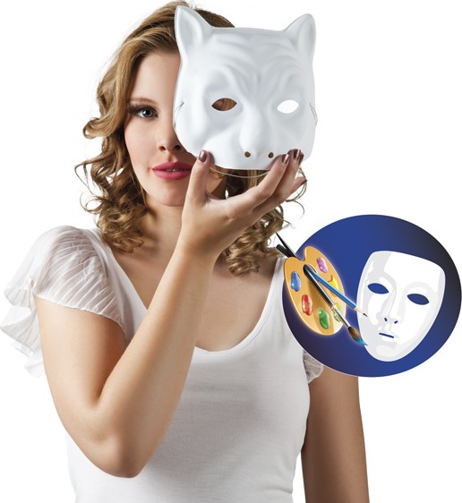 Masque chat blanc à peindre adulte