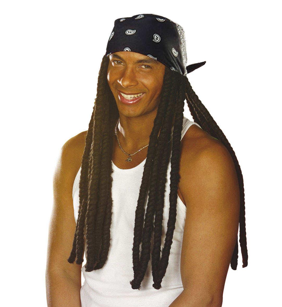 Perruque rasta noire et bandana noir adulte