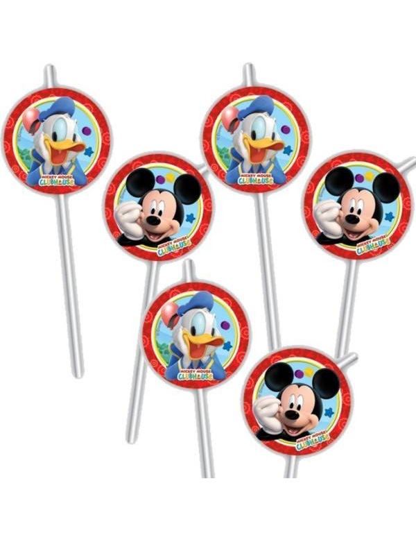 6 pailles plastique Mickey Mouse