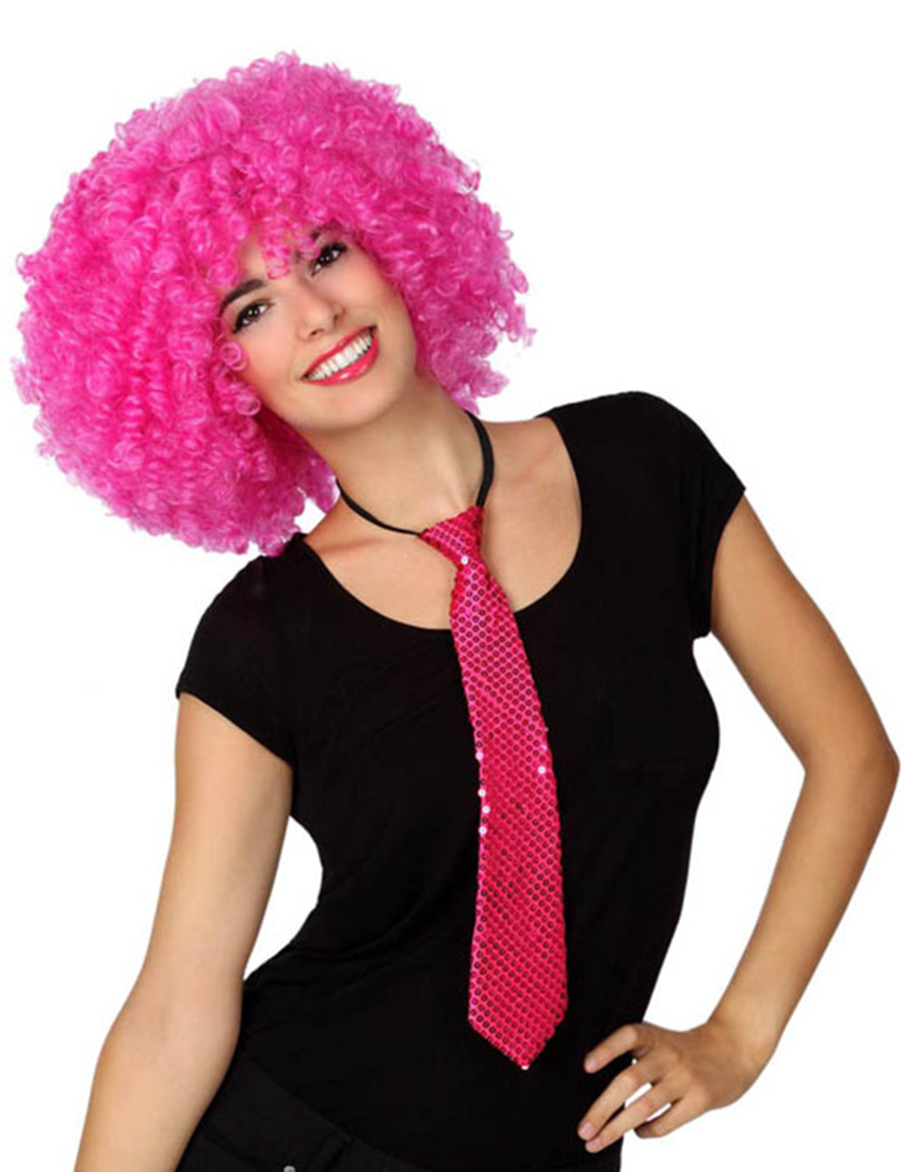 Cravate à sequins fushia adulte