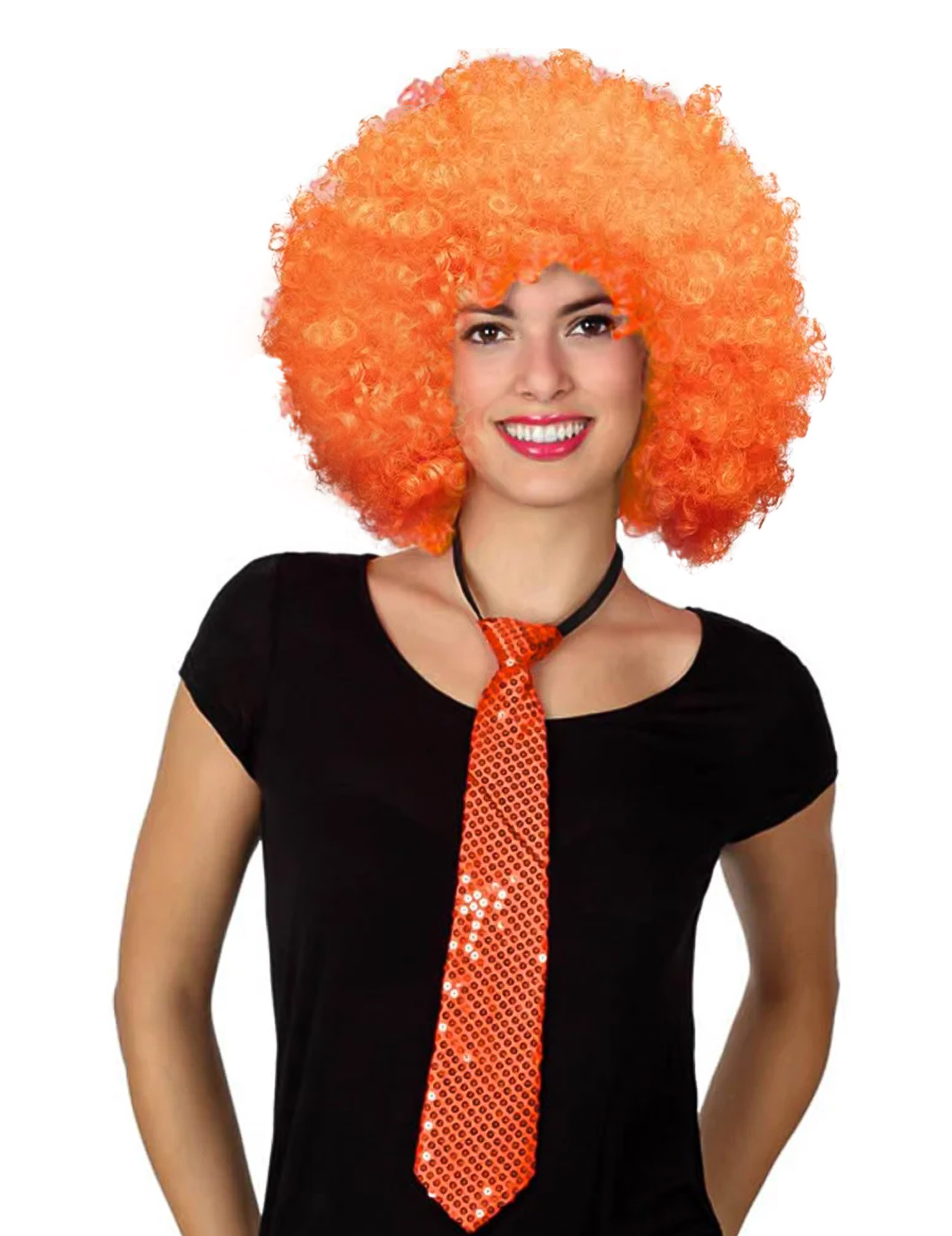 Cravate à sequins orange adulte