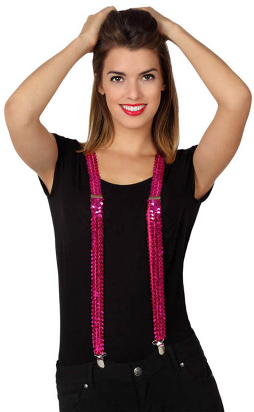 Bretelles fuchsia à sequins adulte