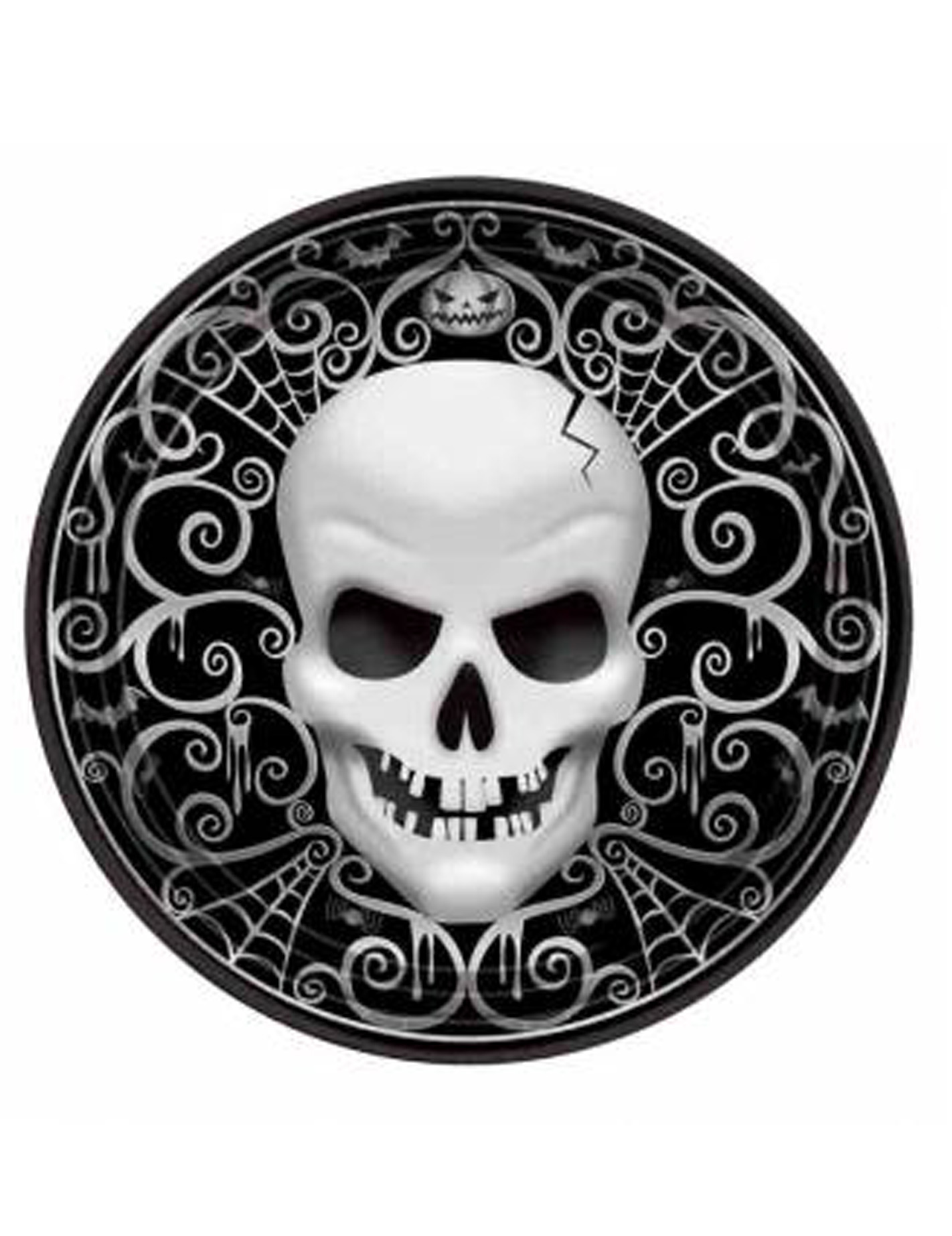 8 Assiettes carton Tête De Mort Halloween