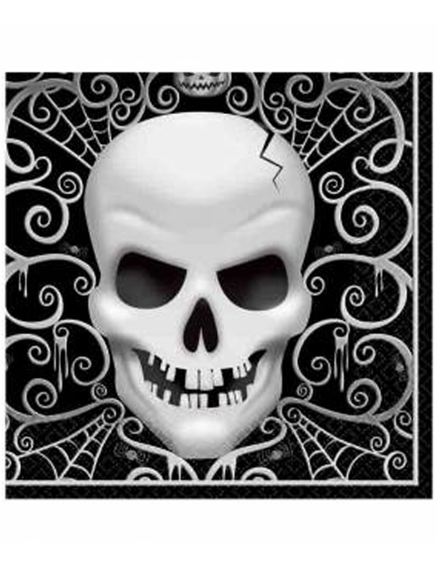 16 Serviettes en papier Tête De Mort Halloween 33 x 33 cm