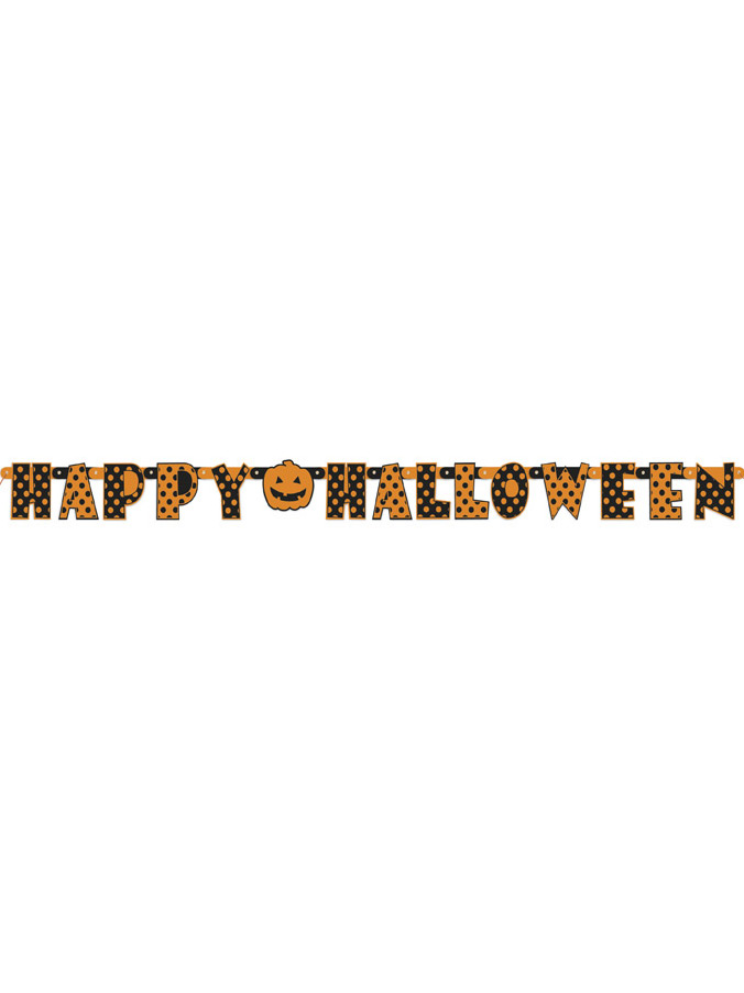 Guirlande articulée Halloween orange et noire à pois
